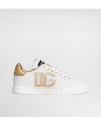 Dolce & Gabbana - Calfskin Portofino Sneakers With Dg Logo - Lyst