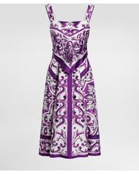 Dolce & Gabbana - Majolica-Print Silk Twill Dress - Lyst