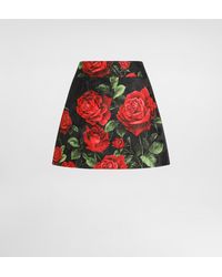 Dolce & Gabbana - Rose-Print Brocade Skirt - Lyst