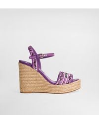 Dolce & Gabbana - Wedges With Logo Embroidery On The Front And All-Over Majolica Motif - Lyst