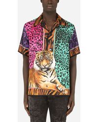 Dolce & Gabbana Tiger-print Silk Hawaiian Shirt - Multicolor