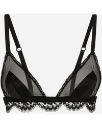 Dolce & Gabbana - Satin, Lace And Tulle Soft-Cup Triangle Bra - Lyst