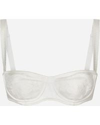 Dolce & Gabbana - Semi-Padded Satin Balconette Bra With Lace - Lyst