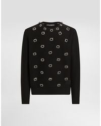 Dolce & Gabbana - Wool Round-Neck Sweater With Embroidery And Bejeweled Buttons - Lyst