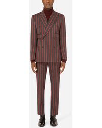 Dolce & Gabbana Double-breasted Pinstripe Wool Sicilia-fit Suit - Brown