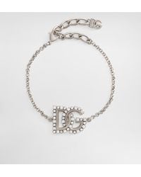 Dolce & Gabbana - Fine Link Bracelet With Dg Logo - Lyst