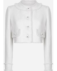 Dolce & Gabbana - Wool Tweed Cropped Jacket - Lyst