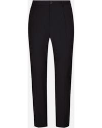Dolce & Gabbana - Stretch Wool Pants With Dg Embroidery - Lyst