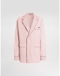 Dolce & Gabbana - Crinkled Striped Fabric Shirt-Style Vanity Robe - Lyst