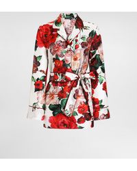 Dolce & Gabbana - Long-Sleeved Twill Pajama Shirt With Rose - Lyst