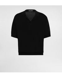 Dolce & Gabbana - Short-Sleeved Cotton Openwork Polo-Shirt - Lyst