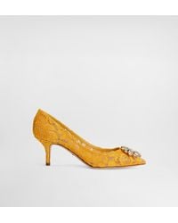 Dolce & Gabbana - Lace Brooch-Detail Pumps - Lyst