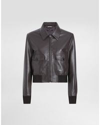 Dolce & Gabbana - Short Plongé Nappa Leather Jacket - Lyst