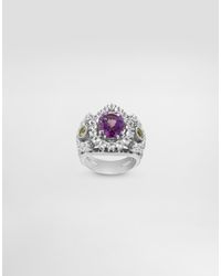 Dolce & Gabbana - Eleganza Ring 18-Carat, Amethyst, Peridots, And Sapphires - Lyst