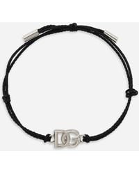 Dolce & Gabbana - Cord Bracelet With Dg Logo - Lyst