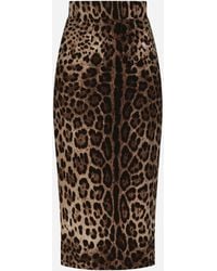 Dolce & Gabbana - Calf Length Leopard Skirt - Lyst