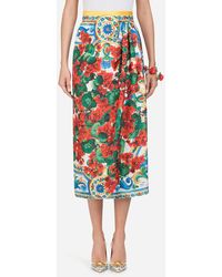 Dolce & Gabbana Falda De Seda Estampada - Multicolor