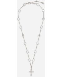 Dolce & Gabbana - Rosary-Style Necklace With Rhinestone-Detailed Crosses - Lyst