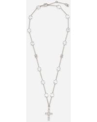 Dolce & Gabbana - Rosary-Style Necklace With Rhinestone-Detailed Crosses - Lyst