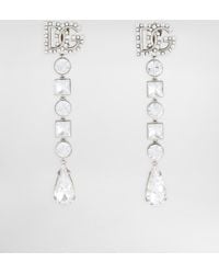 Dolce & Gabbana - Drop Earrings With Rhinestones And Dg Logo - Lyst