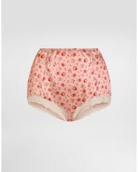Dolce & Gabbana - Small Rose-Print Lace And Satin Briefs - Lyst