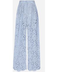 Dolce & Gabbana - Ausgestellte Hose Aus Floraler Kordelspitze Mit Dg-Logo - Lyst