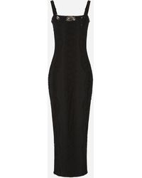 Dolce & Gabbana - Jersey Calf-Length Dress With Lace Inserts - Lyst