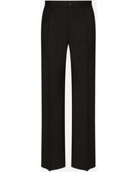 Dolce & Gabbana - Stretch Wool Twill Pants With Wide Leg - Lyst