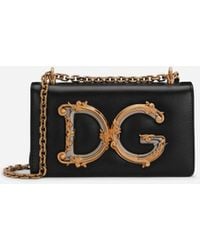 Dolce & Gabbana - Phone Bag DG Girls aus glattem Kalbsleder - Lyst