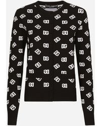 Dolce & Gabbana - Viscose Cardigan With Jacquard Dg Logo - Lyst