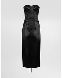 Dolce & Gabbana - Trägerloses Kleid Aus Satin Mit Bustier- Und Korsettdetails - Lyst