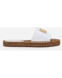 Dolce & Gabbana - Dg Logo Leather Espadrille Sandal - Lyst