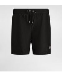 Dolce & Gabbana - Mid-Length Swim Trunks With Branded Plate - Lyst