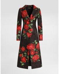 Dolce & Gabbana - Rose-Print Brocade Coat - Lyst