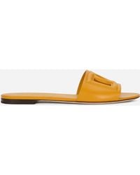 Dolce & Gabbana - Bianca Slide Sandals With Dg Logo - Lyst