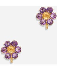 Dolce & Gabbana - Boucles D'Oreilles Spring En Jaune 18 Ct Avec Fleurs En Améthyste - Lyst