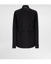 Dolce & Gabbana - Cotton Poplin Shirt With Lace Inlay - Lyst
