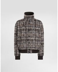 Dolce & Gabbana - Mohair Blend Check Bomber Jacket - Lyst