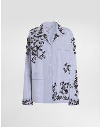 Dolce & Gabbana - Cotton Vanity Shirt With Flowers Embroidery - Lyst