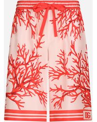 Dolce & Gabbana Coral-print Silk Robe for Men