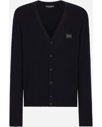 Dolce & Gabbana - Cashmere And Wool Cardigan With Branded Tag - Lyst