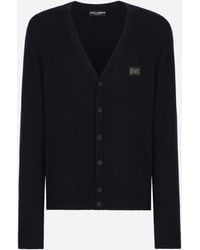 Dolce & Gabbana - Cárdigan De Lana Y Cachemira Con Placa Con Logotipo - Lyst
