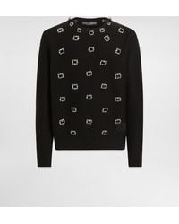 Dolce & Gabbana - Wool Round-Neck Sweater With Embroidery And Bejeweled Buttons - Lyst