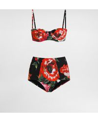 Dolce & Gabbana - Bikini Balconette Con Relleno Y Estampado De Flores - Lyst