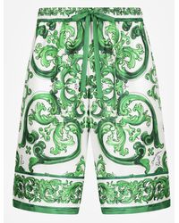 Dolce & Gabbana - Majolica-Print Silk Jogging Shorts - Lyst