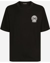 Dolce & Gabbana - Cotton T-Shirt With Dg Logo Embroidery - Lyst