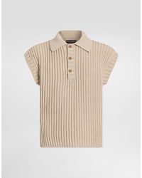 Dolce & Gabbana - English Rib Knit Polo Shirt - Lyst