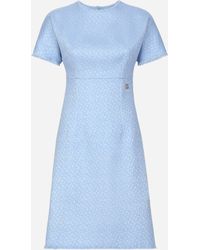 Dolce & Gabbana - Midikleid Aus Raschel-Tweed Mit Dg-Logo - Lyst