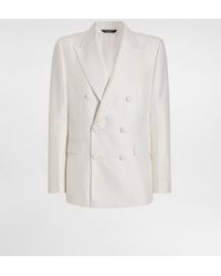Dolce & Gabbana - Double-Breasted Sicilia Light Jacquard Jacket With Micro Pattern - Lyst