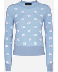 Dolce & Gabbana - Jersey En Jacquard De Lana Y Seda Con Logotipo Dg - Lyst